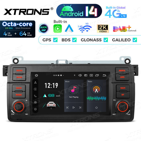 BMW E46 M3/ Rover 75/ MG ZT 7" Android 14 4/64gb octacore Car Radio DVD Player 4G DSP CarPlay Android Auto wireless PX7446BL