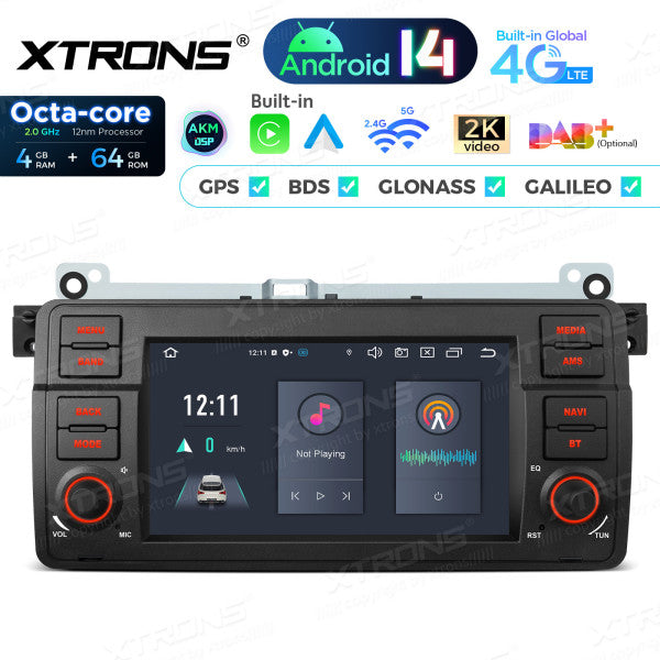 BMW E46 M3/ Rover 75/ MG ZT 7" Android 14 4/64gb octacore Car Radio DVD Player 4G DSP CarPlay Android Auto wireless PX7446BL