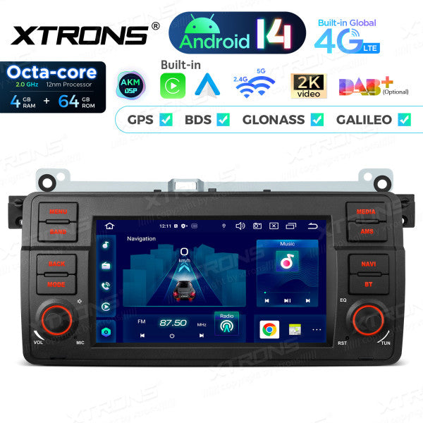 BMW E46 M3/ Rover 75/ MG ZT 7" Android 14 4/64gb octacore Car Radio DVD Player 4G DSP CarPlay Android Auto wireless PX7446BL
