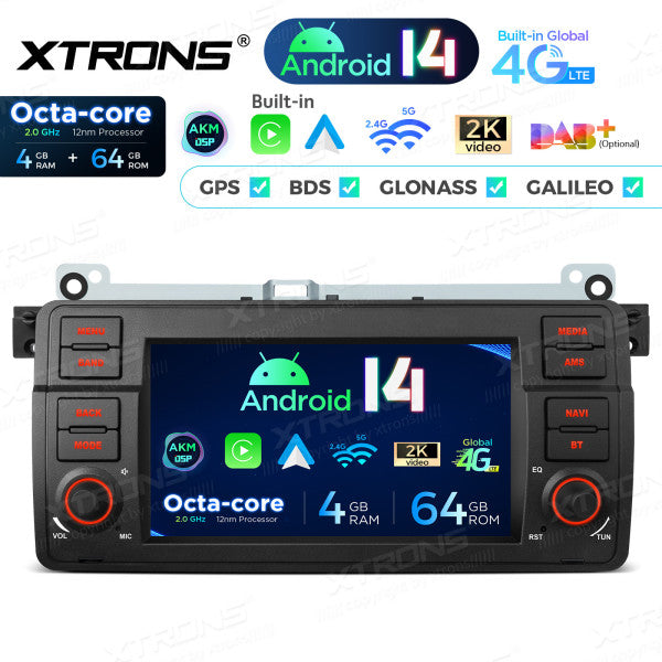 BMW E46 M3/ Rover 75/ MG ZT 7" Android 14 4/64gb octacore Car Radio DVD Player 4G DSP CarPlay Android Auto wireless PX7446BL