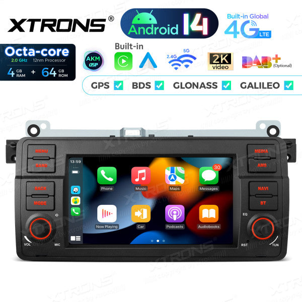 BMW E46 M3/ Rover 75/ MG ZT 7" Android 14 4/64gb octacore Car Radio DVD Player 4G DSP CarPlay Android Auto wireless PX7446BL