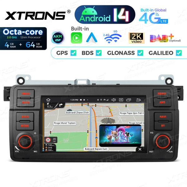 BMW E46 M3/ Rover 75/ MG ZT 7" Android 14 4/64gb octacore Car Radio DVD Player 4G DSP CarPlay Android Auto wireless PX7446BL