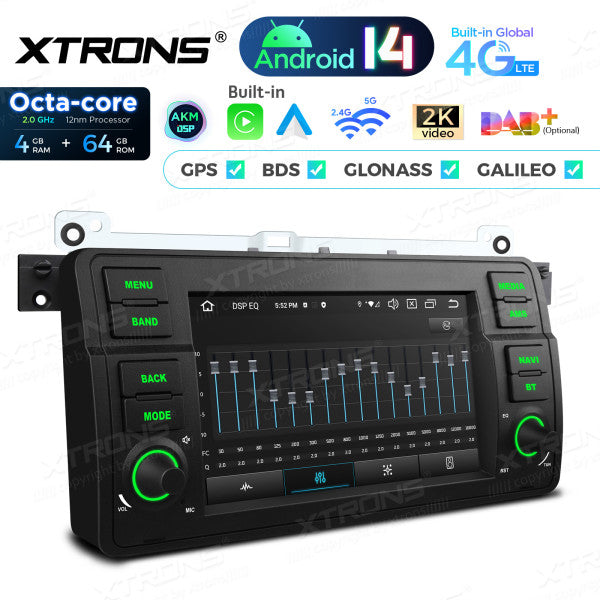 BMW E46 M3/ Rover 75/ MG ZT 7" Android 14 4/64gb octacore Car Radio DVD Player 4G DSP CarPlay Android Auto wireless PX7446BL