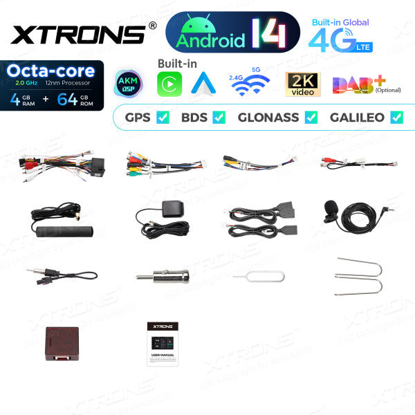 FIAT 500 2007-2015 7" Android 14 Octa-core 4+64GB Multimedia Player Radio DSP 4G CarPlay Android auto wireless PX7450FCL