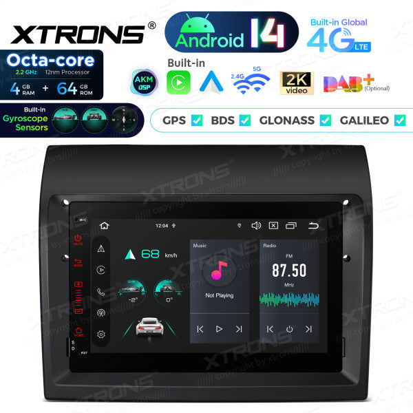 Fiat Ducato Android 14 7" 4+64 GB Octacore Carplay Android Auto wireless Wifi 4G DSP PX74DTFLGS