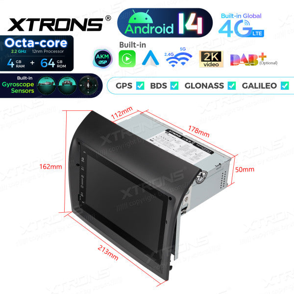 Fiat Ducato Android 14 7" 4+64 GB Octacore Carplay Android Auto wireless Wifi 4G DSP PX74DTFLGS