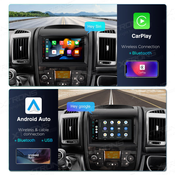 Fiat Ducato Android 14 7" 4+64 GB Octacore Carplay Android Auto wireless Wifi 4G DSP PX74DTFLGS