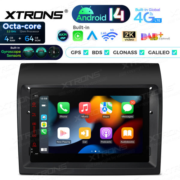 Fiat Ducato Android 14 7" 4+64 GB Octacore Carplay Android Auto wireless Wifi 4G DSP PX74DTFLGS