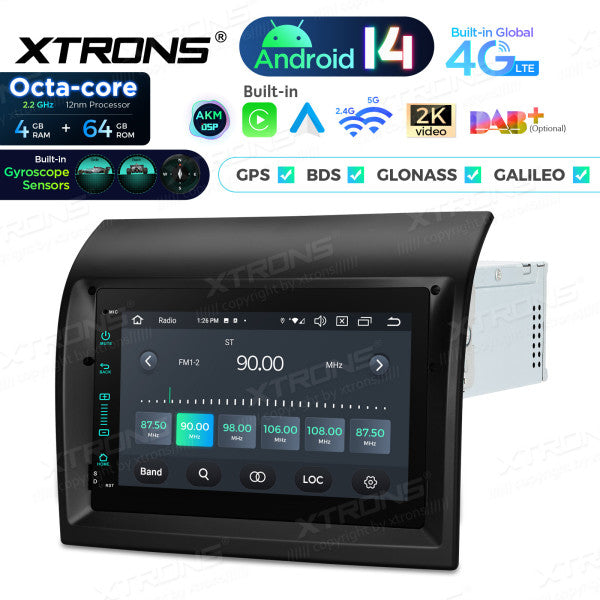 Fiat Ducato Android 14 7" 4+64 GB Octacore Carplay Android Auto wireless Wifi 4G DSP PX74DTFLGS