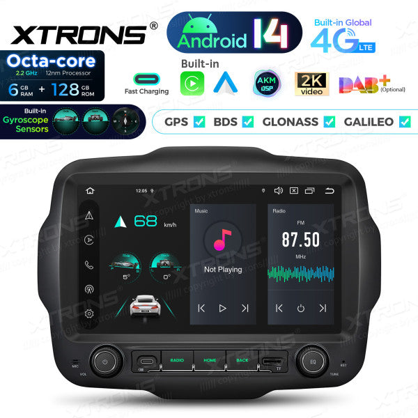 JEEP Renegade 2015-2021 9" Android 14 Octa Core 6/128 GB Car Player CarPlay Android Auto wireless DAB DSP WIFI 4G PXH94RGJLGS
