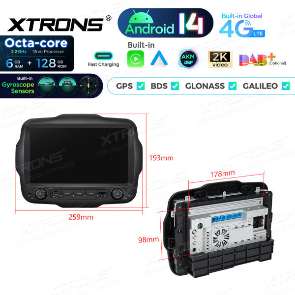 JEEP Renegade 2015-2021 9" Android 14 Octa Core 6/128 GB Car Player CarPlay Android Auto wireless DAB DSP WIFI 4G PXH94RGJLGS