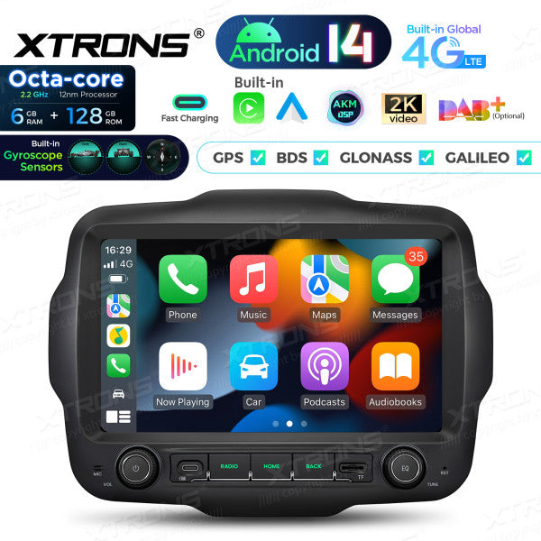 JEEP Renegade 2015-2021 9" Android 14 Octa Core 6/128 GB Car Player CarPlay Android Auto wireless DAB DSP WIFI 4G PXH94RGJLGS