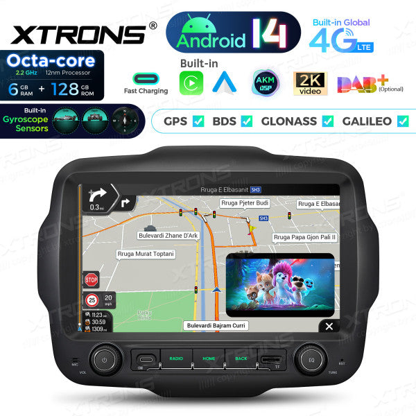 JEEP Renegade 2015-2021 9" Android 14 Octa Core 6/128 GB Car Player CarPlay Android Auto wireless DAB DSP WIFI 4G PXH94RGJLGS