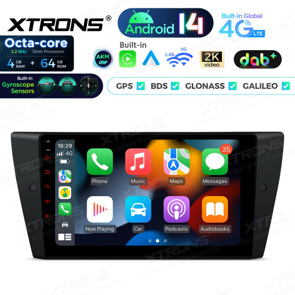 BMW E90 Sedan E91 Touring E92 Coupe E93 M3 9" Android 14 Octa Core 4+64GB Car Radio DSP DAB+ 4G Carplay Android auto PXP9490BGDAB