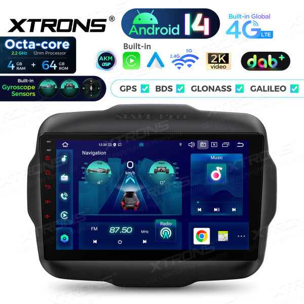 JEEP Renegade 2015-2021 9" Android 14 Octa Core 4/64 GB Car Player CarPlay Android Auto wireless DAB DSP WIFI 4G PXP94RGJGDAB