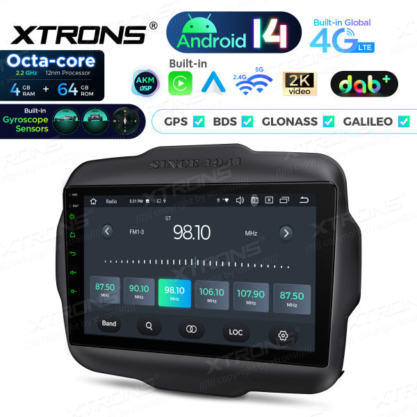 JEEP Renegade 2015-2021 9" Android 14 Octa Core 4/64 GB Car Player CarPlay Android Auto wireless DAB DSP WIFI 4G PXP94RGJGDAB