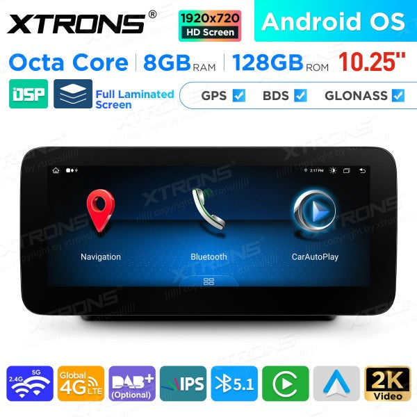 Mercedes W176 / C117 / X156 / W463 (2016-2018) 12.3" Android 14 Octa Core 8/128 GB Car Radio CarPlay 4G Android Auto DSP QAM1250M12C5