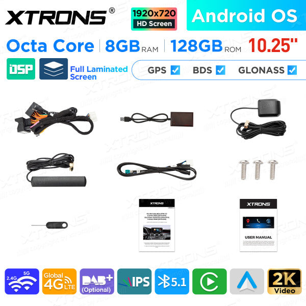 Mercedes W176 / C117 / X156 / W463 (2016-2018) 12.3" Android 14 Octa Core 8/128 GB Car Radio CarPlay 4G Android Auto DSP QAM1250M12C5