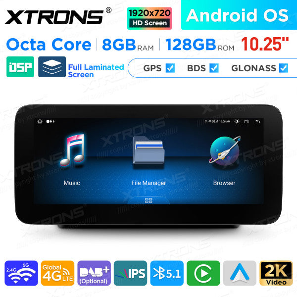 Mercedes W176 / C117 / X156 / W463 (2016-2018) 12.3" Android 14 Octa Core 8/128 GB Car Radio CarPlay 4G Android Auto DSP QAM1250M12C5