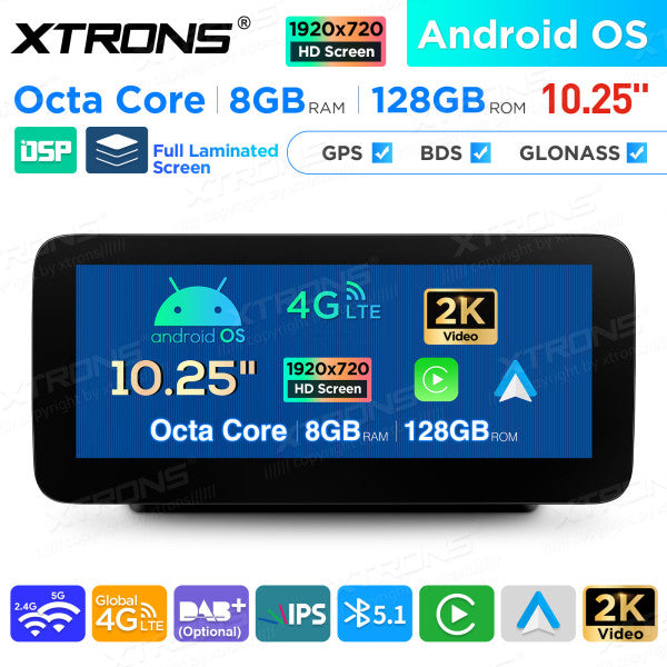 Mercedes W176 / C117 / X156 / W463 (2016-2018) 12.3" Android 14 Octa Core 8/128 GB Car Radio CarPlay 4G Android Auto DSP QAM1250M12C5