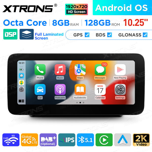 Mercedes W176 / C117 / X156 / W463 (2016-2018) 12.3" Android 14 Octa Core 8/128 GB Car Radio CarPlay 4G Android Auto DSP QAM1250M12C5