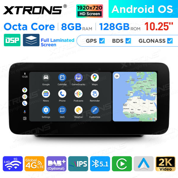 Mercedes W176 / C117 / X156 / W463 (2016-2018) 12.3" Android 14 Octa Core 8/128 GB Car Radio CarPlay 4G Android Auto DSP QAM1250M12C5