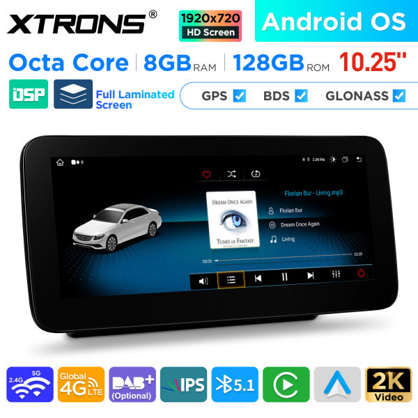 Mercedes W176 / C117 / X156 / W463 (2016-2018) 12.3" Android 14 Octa Core 8/128 GB Car Radio CarPlay 4G Android Auto DSP QAM1250M12C5
