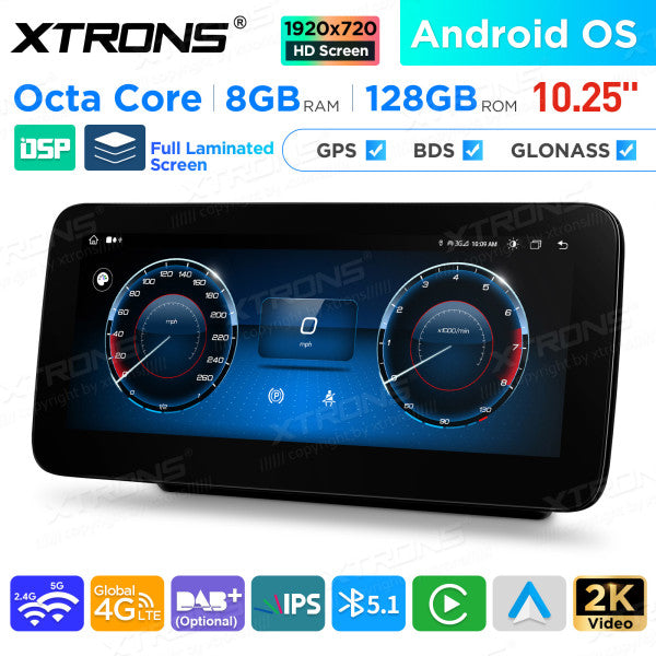 Mercedes W176 / C117 / X156 / W463 (2016-2018) 12.3" Android 14 Octa Core 8/128 GB Car Radio CarPlay 4G Android Auto DSP QAM1250M12C5