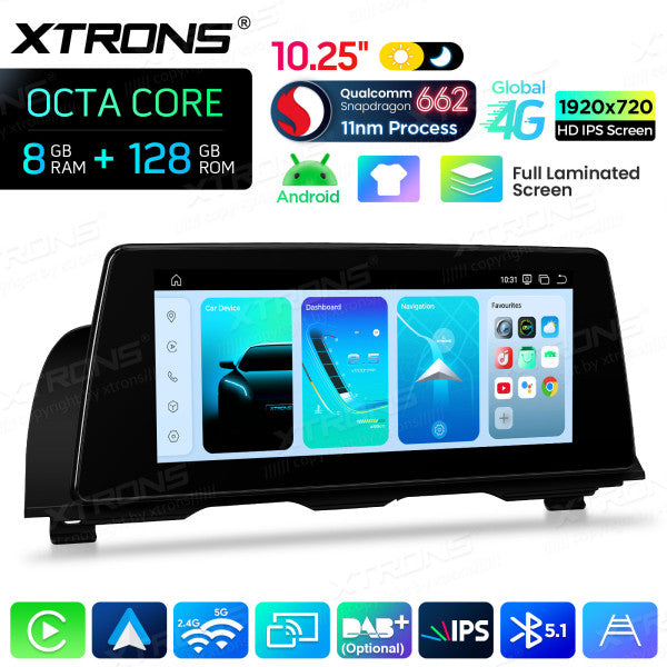 BMW 5 Series F10/ F11 CIC/ NBT 10,25'' Android OS Car Radio 8 Core 8-128 GB with 4G LTE CarPlay Android Auto DSP QBBH14CIB12FV