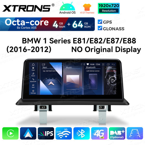 BMW Serie 1 E81/E82/E87/E88 SENZA MONITOR DI SERIE Android OS da 10,25" Carplay Android auto wireless 4G Octa Core 4GB/64 GB QDB1087UNL