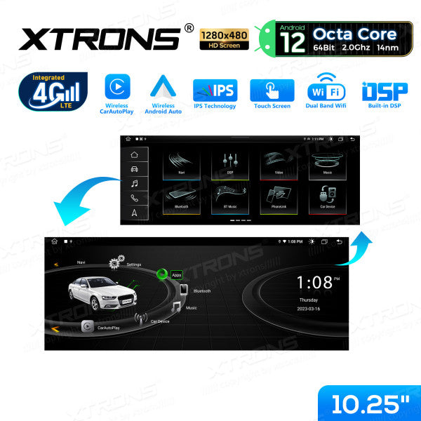 Audi Q5 2009-2016 10,25" Android 14 Wireless CarPlay Android Auto Radio Multimedia 4G DSP Navigatore QEA12UCA12Q5L