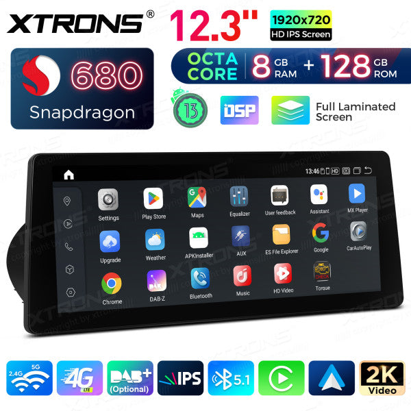 BMW 3 Series E90/91/92/93 M3 CCC/CIC 12.3'' Android 14 Octacore 8GB RAM +128GB CarPlay Android Auto wireless DSP 4G QGB23CIB12E92
