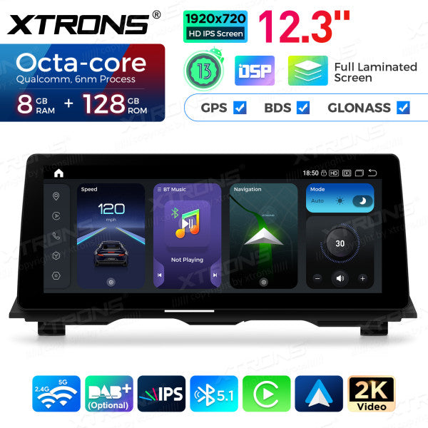 BMW 5 Series F10 / F11 NBT / 12,3" Carplay Android auto / Android e OEM / Qualcomm 680 / Octa Core / 8 GB di RAM e 128 GB di ROM / QGB23NB12FV