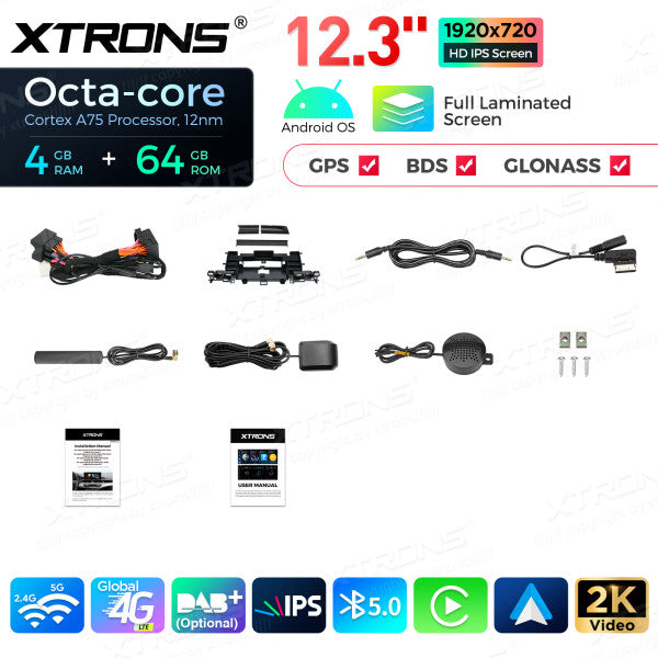 Audi A4 S4 RS4 A5 S5 RS5 MIB 2016-2020 Android 13 4/64 GB Octa Core 12,3" Carplay Android auto wireless USB GPS QLA23A4NL