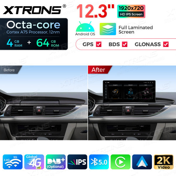 Audi A6 A7 RS6 RS7 S6 S7(C7) MMI 3G 3G+ ( 2012-2019) Android 13 12,3" Octa core 4/64 GB Wireless CarPlay Android Auto 4G QLA23A6L