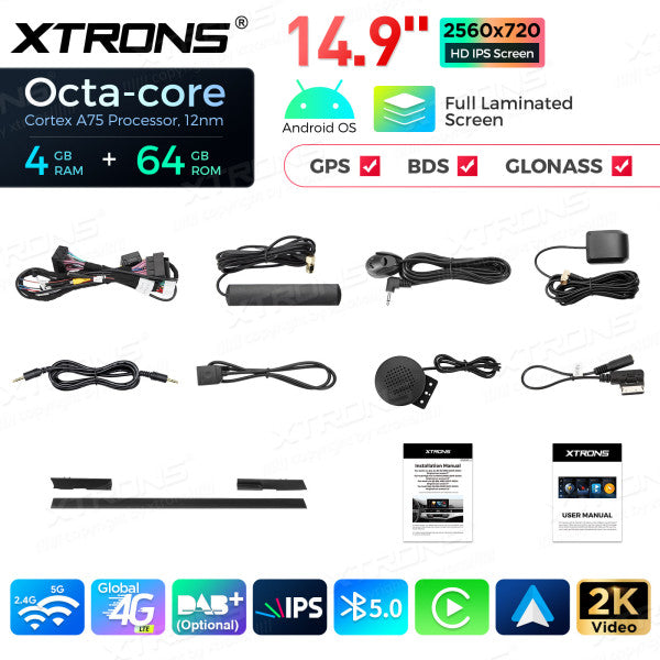 Audi A4 / A5 (2016-2020) 14,9 "Android 4G LTE globale Octa Core 4+64 GB con schermo IPS 2K carplay android auto QLA42A4NL