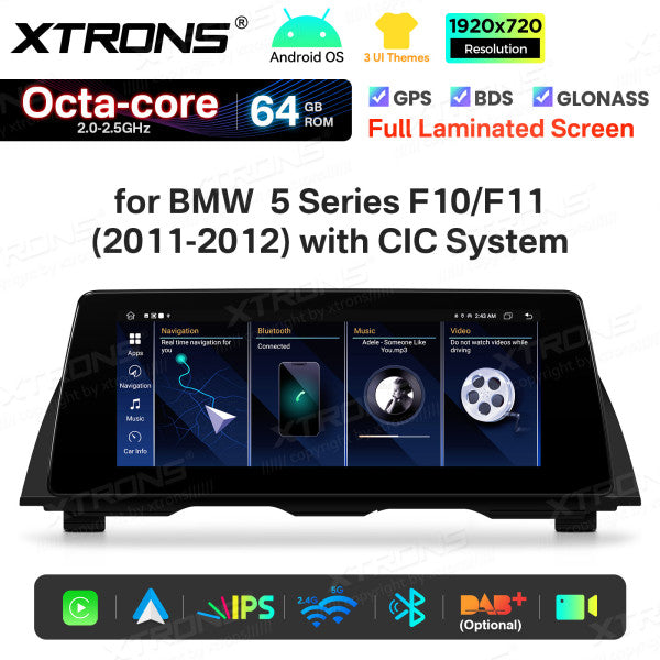 BMW 5 Series F10/ F11 CIC/ NBT 10,25'' Android OS Car Radio 8 Core 2+64GB with 4G LTE CarPlay Android Auto DSP QTB10FVCI