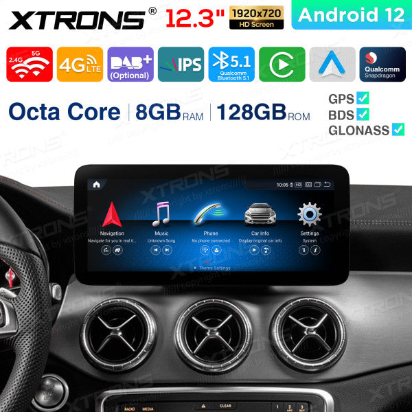 Mercedes A -W176 CLA-C117 GLA-X156 G-W463 (2013-2015) 12.3'' Android 12 Octa Core 8+128GB Car Radio CarPlay Android auto 4G QXM2250P