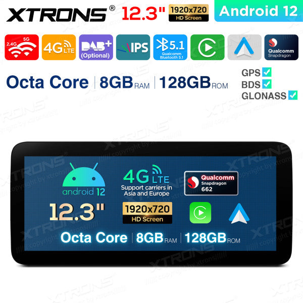 Mercedes A -W176 CLA-C117 GLA-X156 G-W463 (2013-2015) 12.3'' Android 12 Octa Core 8+128GB Car Radio CarPlay Android auto 4G QXM2250P