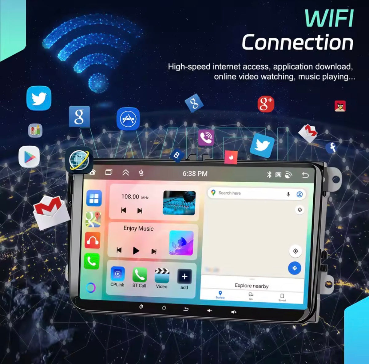 Volkswagen Seat Skoda 9” Android 15 , 4/64 gb CarPlay Android auto wireless gps Bluetooth Wi-Fi RDS