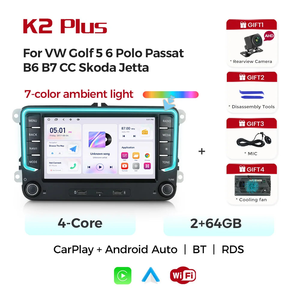 VW Volkswagen Passat B6 B7 Golf 5 6 Polo Skoda Jetta Android 15 Intelligent System Carplay /android auto wireless D0T1E32