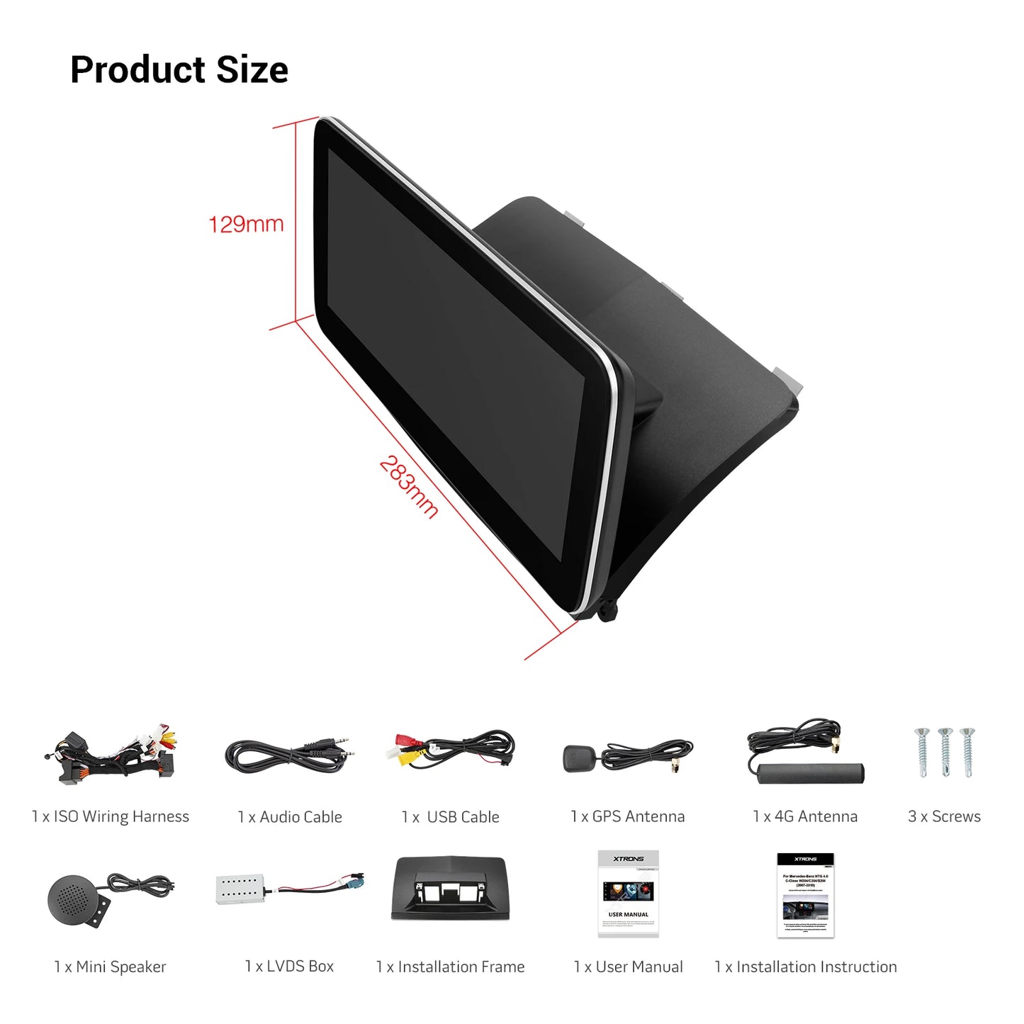 Mercedes-Benz W204 2007-2010 NTG 4.0 10.25" Android 12 Octa-Core 4+64 Car Multimedia  carplay android auto 4G QSM1240C