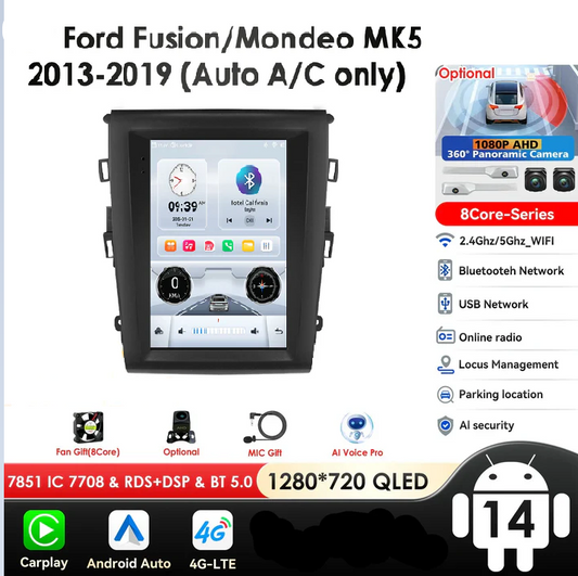 Ford Fusion/Mondeo MK5 2013-2019 9,7" Android 14 Carplay Android auto wireless wifi bt gps 4g  AUTMZL3K