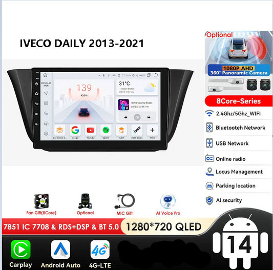 Iveco Daily 2013-2021 Multimedia Video Player GPS Carplay Android Auto wireless AUTM76EA