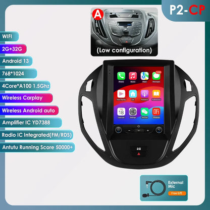 Ford Transit Tourneo 2012-2023 9,7" Android 14 Carplay Android auto wireless wifi bt gps 4g AUTM1KTA