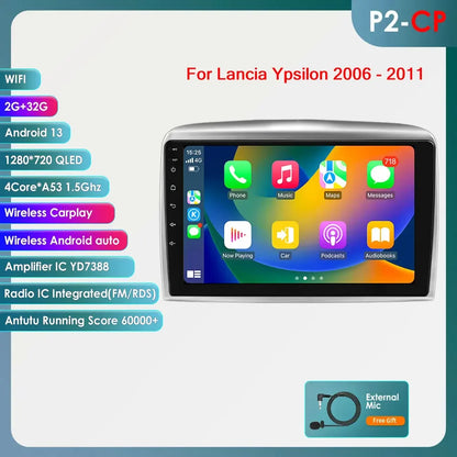 Lancia Ypsilon 2006 - 2011 9" / 10,33" Android 14 Carplay Android auto wireless wifi bt gps 4g  AUTMNYFZ