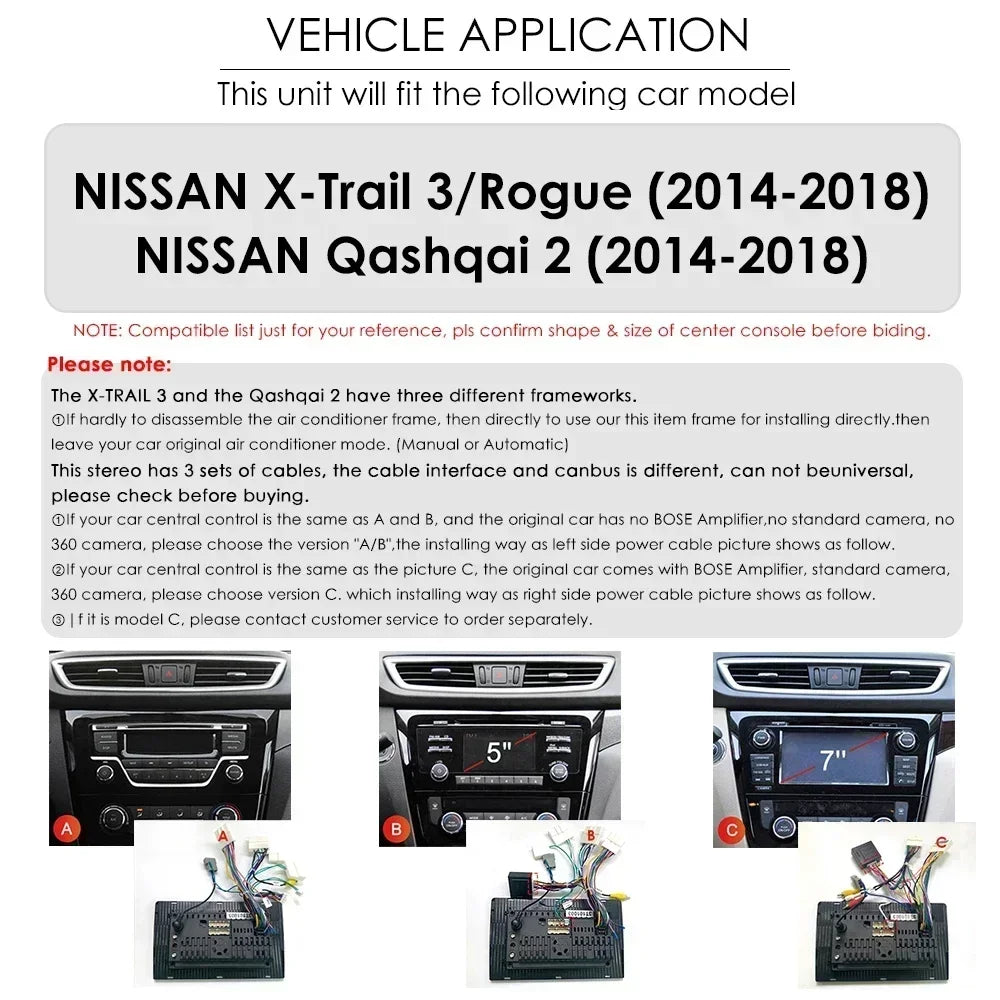 Nissan X-Trail Xtrail X Trail 3 T32 Qashqai 2 J11 2014-2018  10" Android 14 Carplay Android auto wireless wifi bt gps 4g AUTMSINJ11