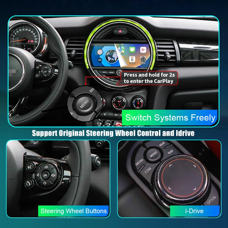 Mini R55 R56 R57 R58 R59 R60 R61 F54 F55 Clubman Countryman Hardtop John Cooper  Wireless CarPlay Android Auto AUTMMNCHJ