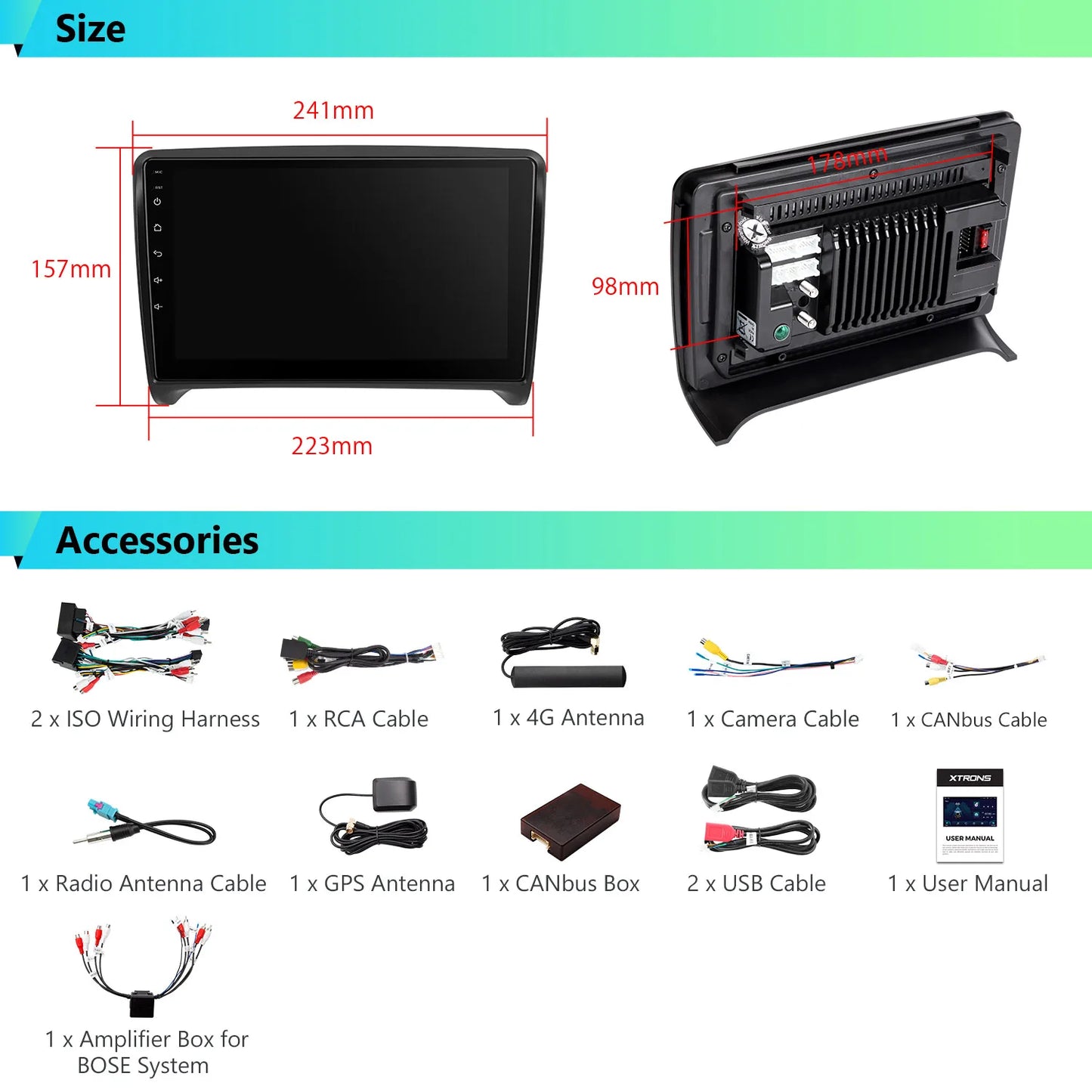Audi TT MK2 8J 2006-2012  9" Android 13 Octa Core Car Radio   Multimedia Player 4G DSP CarPlay Android Auto IAP92TTAS
