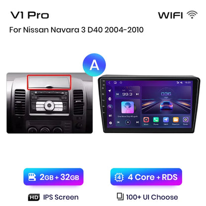 NISSAN NAVARA 2006 -2012 9" Wireless CarPlay Android Auto  RDS GPS 4G WIFI Multimedia autoradio AUTMNISNV2